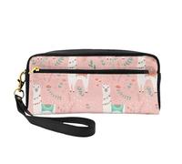 Elegante bolsa de maquillaje con estampado de cactus rosa camello para mujeres y niñas, neceser de tocador, escuela, oficina, viajes