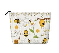 Elegante bolsa de maquillaje con estampado de pingüinos falsos de cáñamo, organizador de artículos de aseo de viaje, bolsa de cosméticos reutilizable con gran capacidad, Flying Bees Daisy Honey, Talla