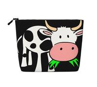 Elegante bolsa de maquillaje de cáñamo falso con estampado de libélula, organizador de artículos de aseo de viaje, bolsa de cosméticos reutilizable con gran capacidad, Linda vaca pequeña, Talla única