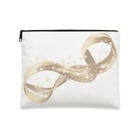 Elegante bolsa de maquillaje, diseño de cinta infinita, bolsa de viaje para mujeres, organizador portátil de lona con cremallera, bolsa de aseo para el cuidado de la piel de vacaciones, Blanco, 7x9