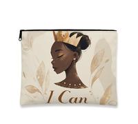 Elegante bolsa de maquillaje real, bolsa de viaje para cosméticos artísticos para mujer, organizador portátil de lona con cremallera, regalo para todas las estaciones, Beige, 7x9 Inch, Royal
