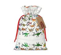 Elegante bolsa de regalo de alfabetos con dinosaurios, 11,9 x 17,5 cm, gran capacidad, con cordón, para tus preciosos regalos de Halloween, 1 unidad