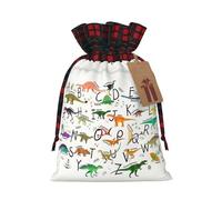 Elegante bolsa de regalo de alfabetos con dinosaurios, 11,9 x 17,5 cm, gran capacidad, con cordón, para tus preciosos regalos de Halloween, 1 unidad