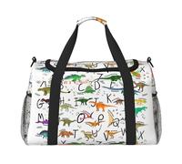 Elegante bolsa de viaje con diseño de alfabetos con dinosaurios, plegable, impermeable, para la playa, natación, piscina, deportes, gimnasio