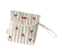 Elegante Bolsa Esencial de algodón y poliéster con diseño de Lazos Decorativos, cosmética compacta organizada para Mujeres y niñas, Bolsas organizadas menstruales