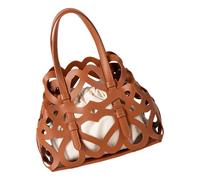 Elegante bolsa hueca con cordón seguro, bolsillo interior ligero, de poliuretano, amplia capacidad, correa ajustable, bolsa hueca coreana, Brown, One Size