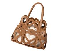 Elegante bolsa hueca con cordón seguro, bolsillo interior ligero, de poliuretano, amplia capacidad, correa ajustable, bolsa hueca coreana, Color barro, One Size