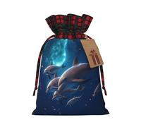 Elegante bolsa navideña con forma de delfín, con cordón ajustable, ideal para cumpleaños, aniversarios y fiestas. También sirve para guardar dulces y otras cosas.