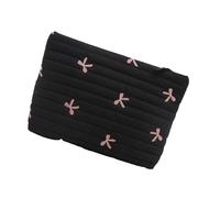 Elegante bolsa organizadora de cosméticos con lazo, bolsa de maquillaje resistente con lazo para almacenamiento organizado, Black