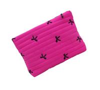 Elegante bolsa organizadora de cosméticos con lazo, bolsa de maquillaje resistente con lazo para almacenamiento organizado, rosa roja