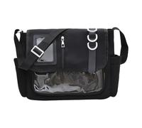 Elegante bolso bandolera de estilo japonés, bonito bolso de hombro Itabag para escuela, casual, para exhibición de pines, bonito bolso de hombro para exhibición de pines, Black, One Size