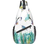 Elegante Bolso Bandolera de Pecho Acuarela océano Multicolor Estrella de mar Caballito de mar, Bandolera Bandolera Ajustable Bolso de Pecho Ligero Casual Mochila para Hombres Mujeres Deportes