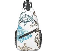 Elegante bolso bandolera de pecho bajo el agua vida marina peces acuáticos concha medusa ostra calamar caballito de mar motivo, mochila de hombro cruzada ajustable bolso de pecho ligero casual mochila