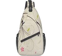 Elegante Bolso Bandolera de Pecho Spring Field Bouquet Shabby Chic Abstract Blossom Greenland Graphic Art, Mochila de Hombro Cruzada Ajustable en el Pecho, Ligera, Informal, para Hombres y Mujeres al