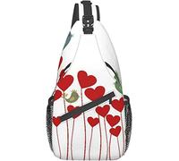 Elegante Bolso Bandolera de Pecho Spring Hearts Birds, Bandolera Bandolera Ajustable en el Pecho