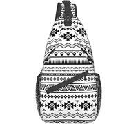 Elegante bolso bandolera para el pecho con diseño de arte folclórico americano azteca, cultura tribal antigua de América del Sur, mochila de hombro cruzada, bolso de pecho ajustable, ligero, informal,