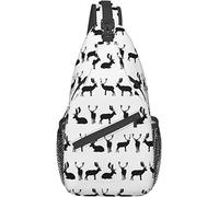 Elegante bolso bandolera para el pecho con diseño de ciervo en barbecho para sentarse de pie, posar para caminar, diseño de silueta de sombra, estampado de caza, mochila de hombro cruzada, bolso de pe
