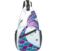 Elegante bolso bandolera para el pecho con diseño de cola de sirena, diseño de mundo marino azul, mochila de hombro cruzada, bolso ajustable para el pecho, ligero, informal, para hombres y mujeres, de