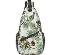 Elegante bolso bandolera para el pecho con diseño de conos de pino, aspecto realista, vintage, bandolera, ajustable, ligero, informal, para hombres y mujeres, deportes al aire libre, ciclismo, escalad