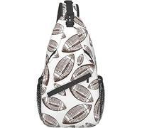 Elegante bolso bandolera para el pecho con diseño inspirado en los deportes, diseño de pelotas de rugby en estilo boceto dibujado a mano, símbolo del juego, mochila de hombro cruzada, bolso de pecho a