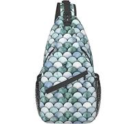 Elegante bolso bandolera para el pecho con forma de sirena y escamas de pescado, con puntos, bandolera, bandolera, ajustable, ligero, informal, para hombres y mujeres, deportes al aire libre, ciclismo