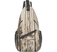 Elegante Bolso Bandolera para el Pecho con Puerta de Granero rústica, de Madera, Vintage, de Madera, para la Vida en el Campo, para el Hombro, Ajustable, para el Pecho, Ligero, Informal, para Hombres