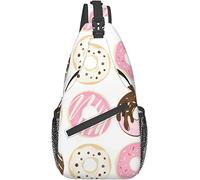 Elegante bolso bandolera para el pecho, diseño sin costuras, color dibujado a mano, donuts, bandolera, bandolera, ajustable, para el pecho, ligero, informal, para hombres, mujeres, deportes al aire li