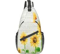 Elegante bolso bandolera para el pecho, girasoles, tabla de madera, mariposa, bandolera, bandolera, ajustable, para el pecho, ligero, senderismo, informal, mochila para hombres, mujeres, deportes al a