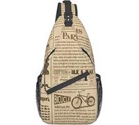 Elegante bolso bandolera para el pecho, globo de bicicleta, corsé envejecido, vintage, francés, antiguo, periódico de París, mochila de hombro cruzada, bolso de pecho ajustable, ligero, informal, para