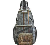 Elegante bolso bandolera para el pecho, implementos agrícolas, herramientas de granero, balas de heno, vaquero, rústico, bandolera, mochila ajustable para el pecho, ligera, informal, para hombres y mu