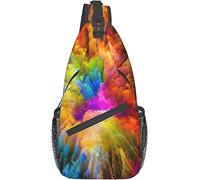 Elegante bolso bandolera para el pecho Nube Visión Explosión de color Pintura vibrante Fractal Resumen Estallido Sueño Diseño de drogas, Mochila de hombro cruzada Bolso de pecho ajustable Mochila info