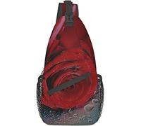 Elegante bolso bandolera para el pecho Rosa Flor Rocío Rústico Floral Primavera Amantes románticos Moda vintage abstracta, Mochila de hombro cruzada Bolso de pecho ajustable Mochila informal ligera Un