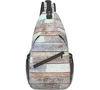 Elegante bolso bandolera para el pecho, rústico, retro, antiguo, de moda, de madera, para pared, con estructura de panel de construcción, mochila de hombro cruzada, bolso de pecho ajustable, ligero, i