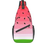 Elegante Bolso Bandolera para el Pecho, sandías, Frutas de Verano, rebanadas de sandía con Semillas Negras, Rayas Rojas y Verdes, Mochila de Hombro Cruzada, Bolso de Pecho Ajustable, Mochila Informal