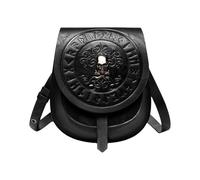 Elegante bolso cruzado de una sola correa para mujer, estilo medieval, europeo, de piel sintética, bolso de hombro retro para mujer, a la moda, Black, Mass Beauty