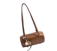Elegante bolso de hombro cilíndrico para mujer, bolso cruzado de piel sintética, bolso de noche, bolso de mano para las axilas, bolso de moda de invierno, Brown, One Size