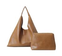 Elegante bolso de hombro de cuero PU para mujer con espacioso interior y bolso de antebrazo versátil bolso 2pcs conjunto de hombro, marrón