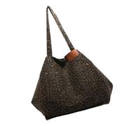Elegante bolso de hombro de lona con estampado animal para mujer, espacioso bolso de mano de gran capacidad para el trabajo, la escuela y los viajes, bolso de lona para mujer, Color café, One Size