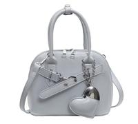 Elegante bolso de hombro de piel sintética con colgante de corazón y correa ajustable, bolso cruzado para el trabajo diario esencial para mujer, azul claro, One Size