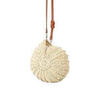 Elegante bolso de hombro de ratán tejido a mano práctico bolso cruzado con correa de cuero ajustable para uso diario bolso de ratán tejido a mano