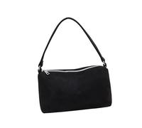 Elegante bolso de hombro para mujer, espacioso interior de piel sintética, bolso cilíndrico, ideal para el trabajo o eventos casuales, bolso de hombro retro, Black, One Size