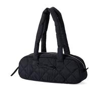 Elegante bolso de hombro para viajeros de otoño con lazo, suave acolchado a cuadros, estilo pan, bolso acolchado elegante para viajeros, Black, One Size