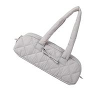 Elegante bolso de hombro para viajeros de otoño con lazo, suave acolchado a cuadros, estilo pan, bolso acolchado elegante para viajeros, Gray, One Size