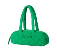 Elegante bolso de hombro para viajeros de otoño con lazo, suave acolchado a cuadros, estilo pan, bolso acolchado elegante para viajeros, Green, One Size