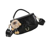 Elegante bolso de mano de poliuretano resistente al desgaste, compartimentos espaciosos, diseño ergonómico, moderno, para mujer, esencial, espacioso, resistente al desgaste, Black, One Size