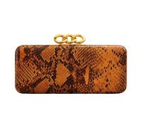 Elegante bolso de noche de piel sintética con hebilla dorada y cadena desmontable para bailes de graduación y ocasiones especiales, Brown, 480.00x260.00x220.00mm/18.9x10.24x8.66inch, Clásico