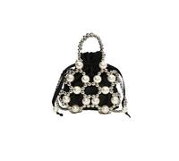 Elegante bolso de perlas for fiesta, cruzado un solo hombro for mujer, mano con cadena for banquete(Black)