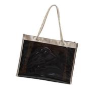Elegante bolso de PVC transparente para mujer, bolsa de playa ligera con interior espacioso y bolsa cosmética, espaciosa bolsa diaria de PVC, Negro