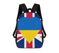 Elegante Bolso Mochila Amistad Entre Ucrania Y El Reino Unido Impreso Backpack Impermeable Mochila para Escuela para Viaje, Escolar, Gimnasio, 42X32X14Cm