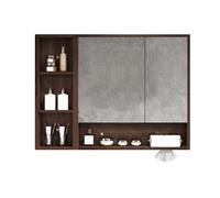 Elegante botiquín de baño montado en la pared con espejo y iluminación antivaho de 90 cm, solución de almacenamiento, diseño moderno, conveniente celosía lateral para un fácil acceso